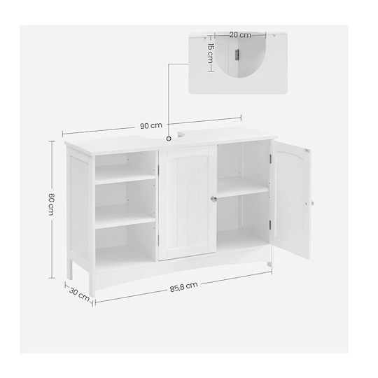 Vasagle Waschtisch ohne Waschbecken L90xB30xH60cm Weiß