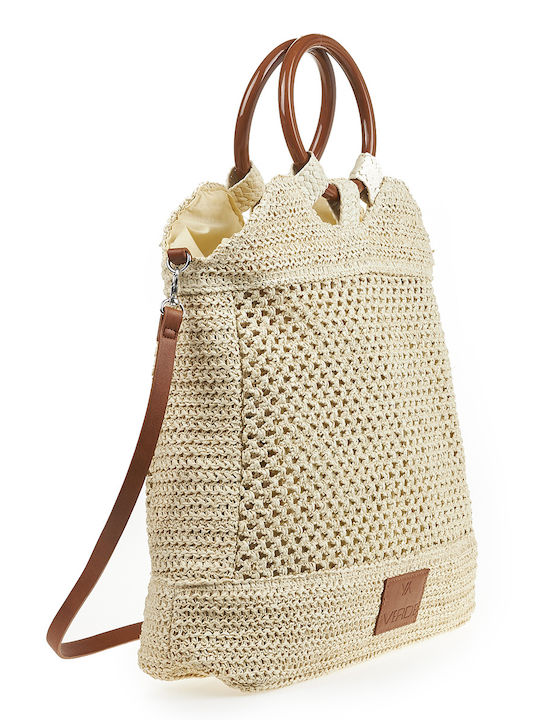 Verde Wicker Beach Bag Εκρού