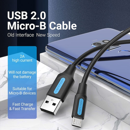 Vention USB 2.0 to micro USB Cable Μαύρο 1m (COLBF)