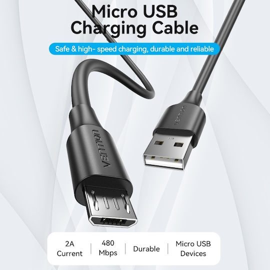 Vention USB 2.0 to micro USB Cable Μαύρο 1m (CTIBF)