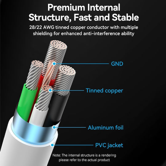 Vention Regular USB 2.0 to micro USB Cable Λευκό 1m (CTIWF)