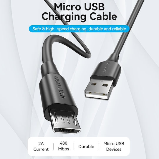 Vention Regular USB 2.0 to micro USB Cable Μαύρο 2m (CTIBH)