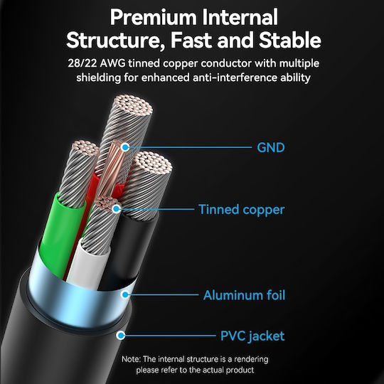 Vention Regular USB 2.0 to micro USB Cable Μαύρο 2m (CTIBH)