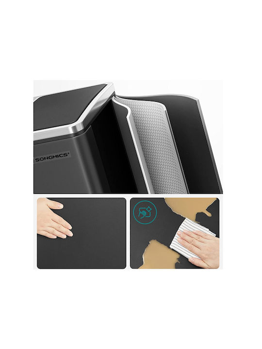 Songmics Soft-close Waste Bin Recycling Metallic with Pedal Black 30lt 1pcs