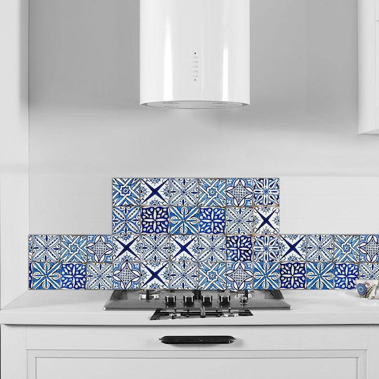 3D Стенен Панел с Лепило Син Blue Azulejos 72x48см
