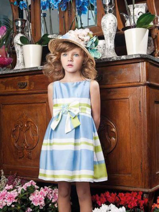 Mini Raxevsky Kids Dress Striped Sleeveless Light Blue