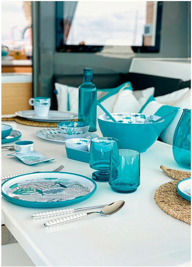 Marine Business Melamine Salad Bowl with Salad Spoons Blue 25x25cm 3pcs