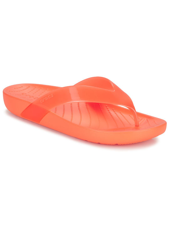 Crocs Splash Glossy Frauen Flip Flops in Orange Farbe