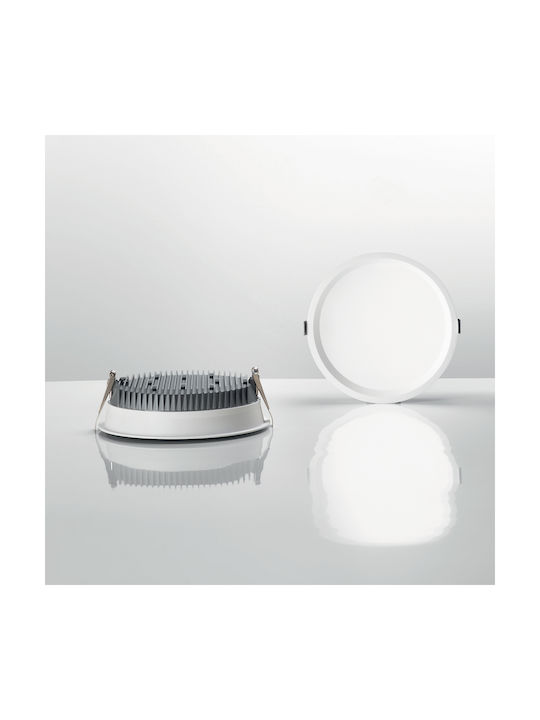 Ideal Lux Στρογγυλό Μεταλλικό Χωνευτό Σποτ με Ενσωματωμένο LED και Θερμό Λευκό Φως Λευκό 10.3x10.3εκ. 1τμχ