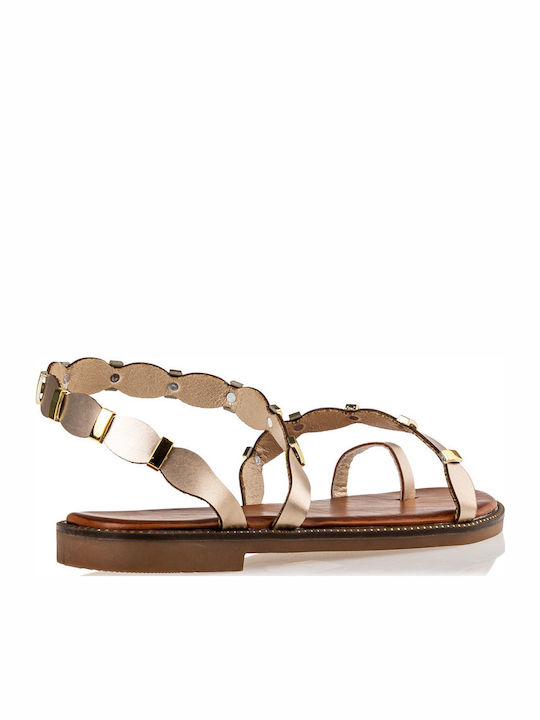 Women's Flat Sandals in Gold Color