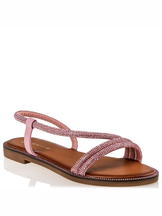 Envie Shoes Synthetic Leather Women's Sandals with Strass Pink