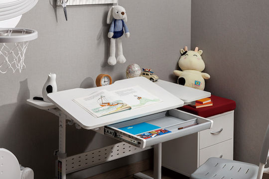 Kids Desk White 100x60x54-76cm