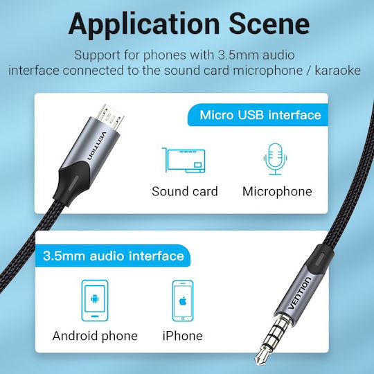 Vention Cable Micro USB Male to TRRS 3.5mm Male 2m (BDGBH) 1pcs