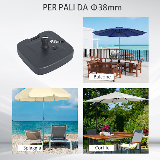 Outsunny Umbrella Stand made of Metal Black Velvet-Black Metal 46x45x26cm