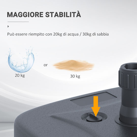 Outsunny Umbrella Stand made of Metal Black Velvet-Black Metal 46x45x26cm