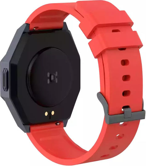 Canyon Otto SW-86 Αδιάβροχο Smartwatch με Παλμογράφο (Κόκκινο)