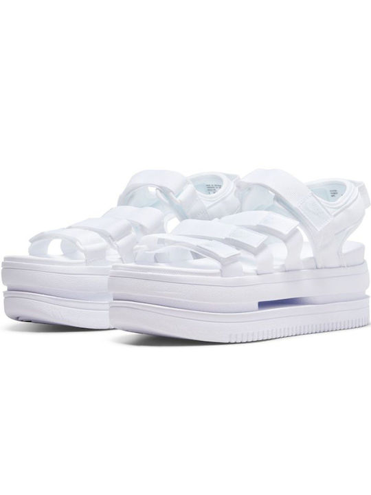 Nike Icon Classic Women's Flat Sandals Sporty Flatforms in White Color