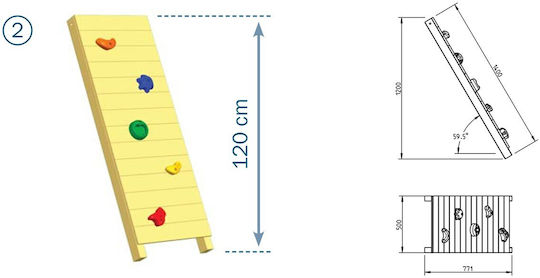 Ξύλινος Τοίχος Αναρρίχησης Βράχους 150 Cm Showood