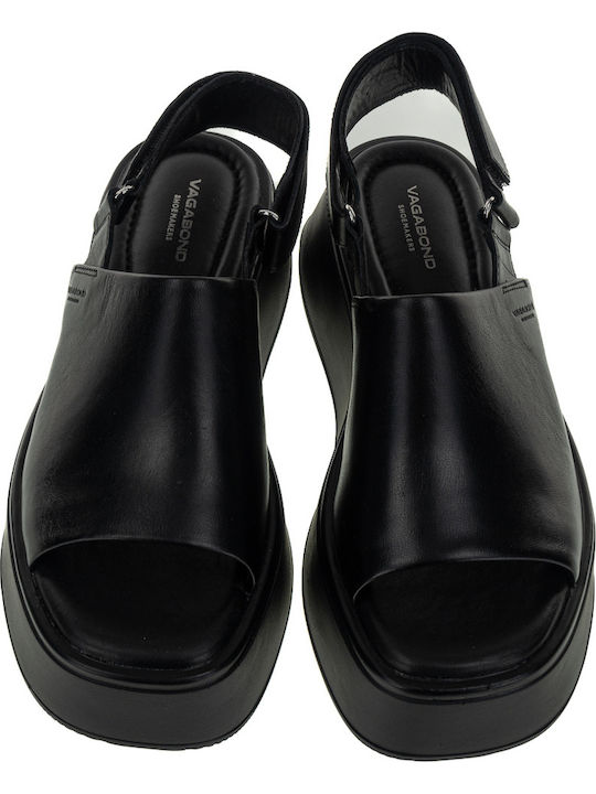 Courtney Δερμάτινα Γυναικεία Σανδάλια Flatforms Μαύρα