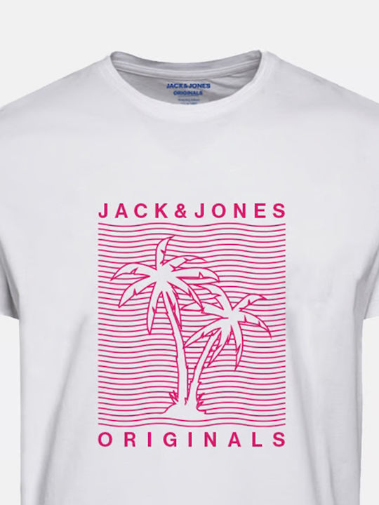 Jack & Jones T-shirt Bărbătesc cu Mânecă Scurtă Bright White