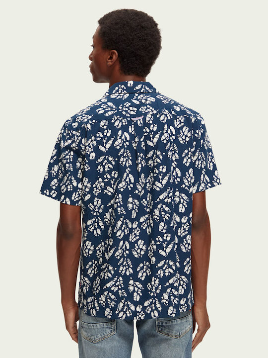 Scotch & Soda Men's Shirt with Short Sleeves Blue