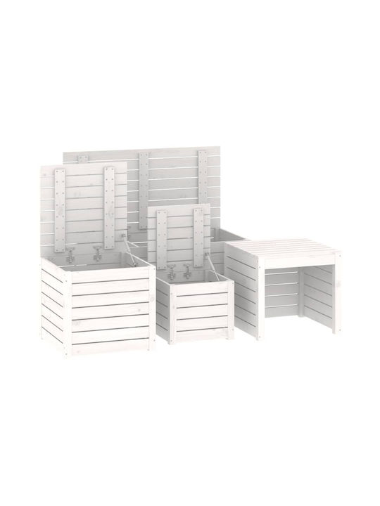 vidaXL Cutie de depozitare pentru exterior Lemn Alb L101xW50.5xH46.5buc