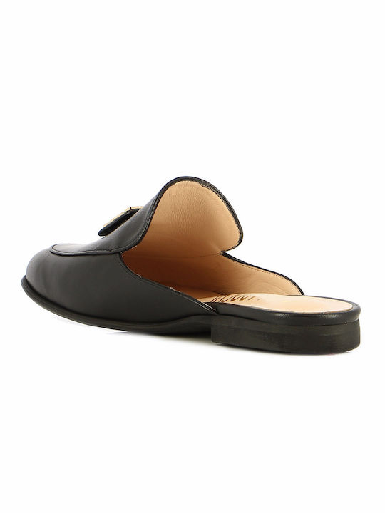 Guy Laroche Flat Leather Mules Black