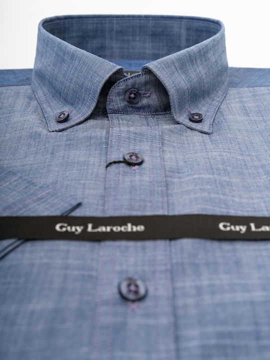 Guy Laroche Men's Shirt Short Sleeve Blue