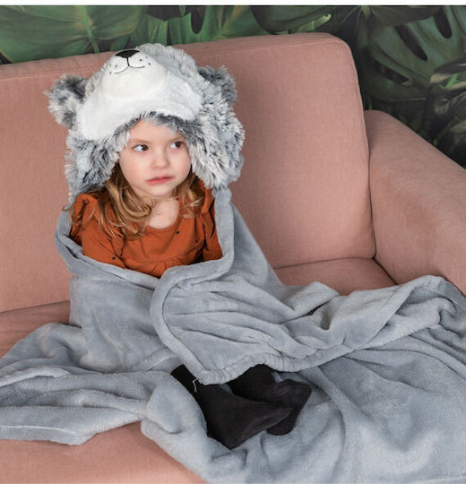 Noxxiez Samt Kinderdecke Hasen Grau 100x130cm
