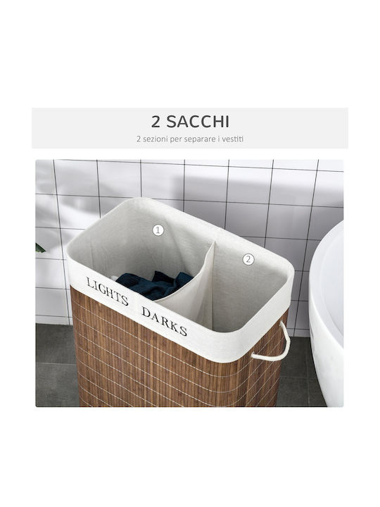 HomCom Καλάθι Απλύτων Bamboo 100lt με Καπάκι 52x32x63cm Καφέ