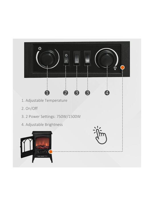 HomCom Floor Electric Fireplace 2000W 39x56.5cm Black