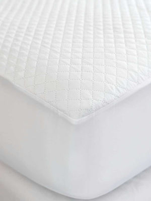 Palamaiki Super-Double Waterproof Quilted Mattress Cover Fitted White Comfort White 160x200+35cm