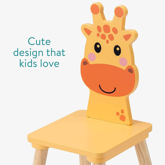 Giraffe Комплект Детска Маса със Столове Жълт Navaris