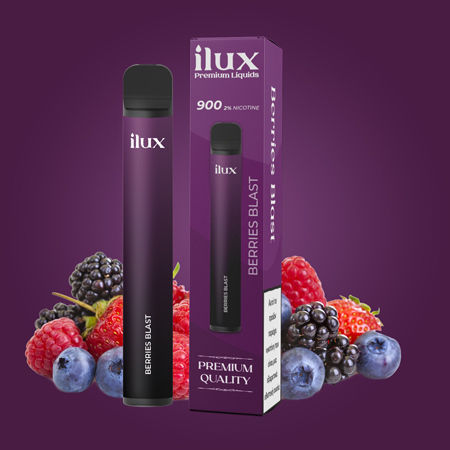 ilux Електронна Цигара за Еднократна Употреба 900 Вдишвания Berries Blast 2мл 20мг Лилав 1бр