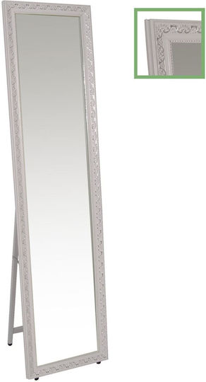 Woodwell Oglindă De Podea Cu Cadru Din Lemn Alb 148x39cm