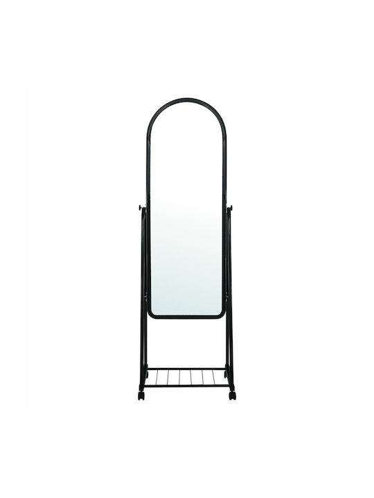 Woodwell Rolland Boden- oder Standspiegel mit Gewölbtem Schwarz Metallischem Rahmen 160x43cm
