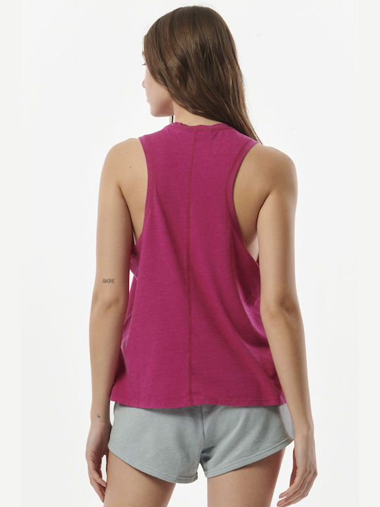 Body Action Women's Athletic Cotton Blouse Sleeveless Fuchsia