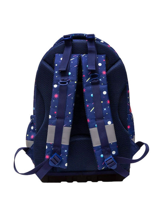 Must Unique Space Cream with 3 Compartments School Bag Backpack Elementary, Elementary in Blue color