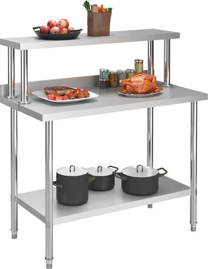 vidaXL Ανοξείδωτο Τραπέζι Μ120xΒ60xΥ120cm