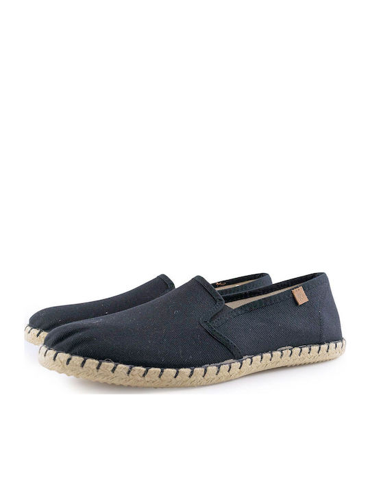 433-16400 Leather Men's Espadrilles in Black Color