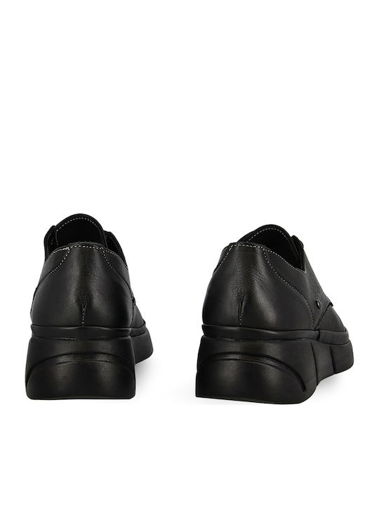 Δερμάτινα Γυναικεία Oxfords σε Μαύρο Χρώμα