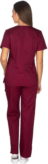 Alezi Women's Burgundy Pants & Blouse Set Cotton and Polyester