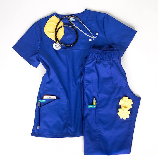 Alezi Women's Blue Pants & Blouse Set Cotton and Polyester