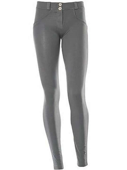 Women's High-waisted Fabric Trousers Push-up Skinny Fit Gray