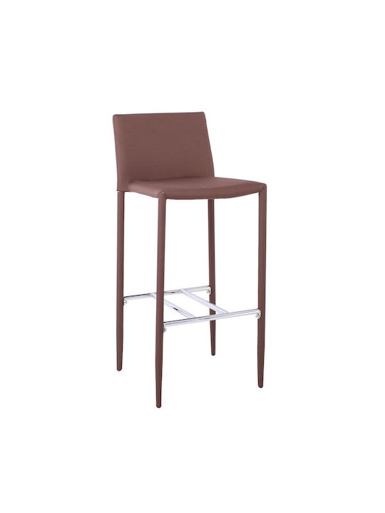 Hocker Bar mit Rückenlehne Gepolstert mit Stoff Regina Coffee 4Stück 41x49x100cm