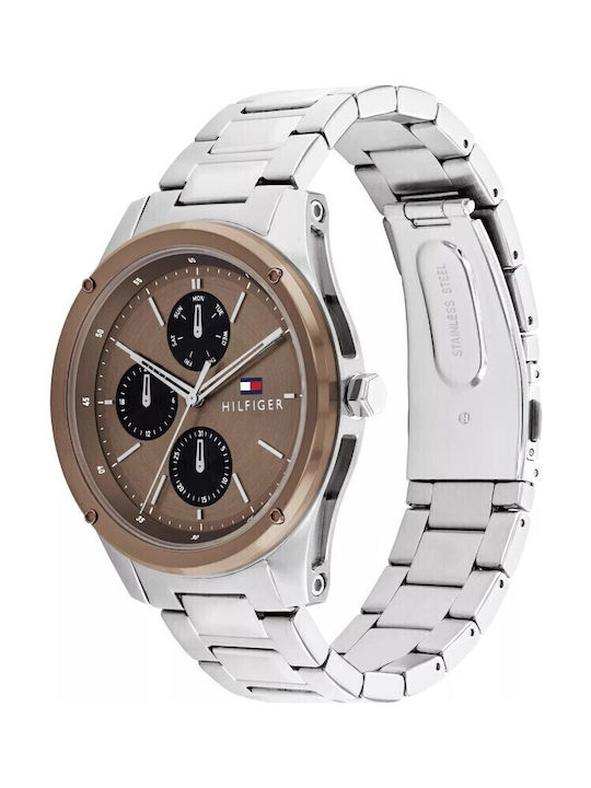 Tommy Hilfiger Tyler Men's Watch 43mm Battery with Silver Metal Bracelet