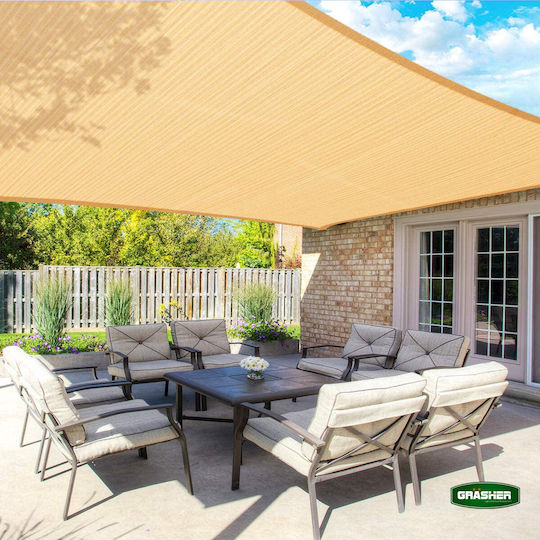 Grasher Ε220 Rectangular Shade Sail Beige With Hoop 4x6m 180gr/m²