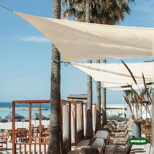 Grasher Ε220 Rectangular Shade Sail Ecru With Hoop 4x6m 180gr/m²