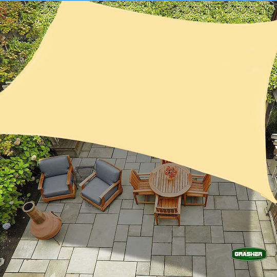 Grasher Ε220 Pătrat Umbrela Sail Bej Cu cerc 5x5m 180gr/m²