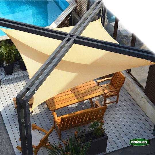 Grasher Ε220 Rectangular Shade Sail Beige With Hoop 3x4m 180gr/m²